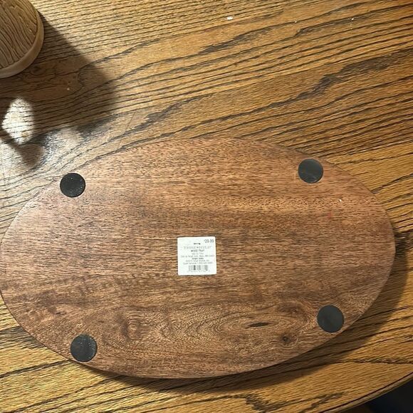 15.5” long wood serving tray with deep red top - Picture 3 of 4